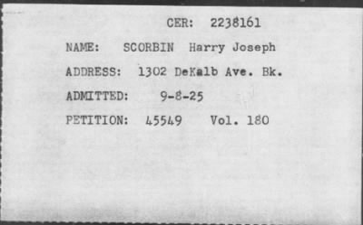 Thumbnail for 1925 > SCORBIN Harry Joseph