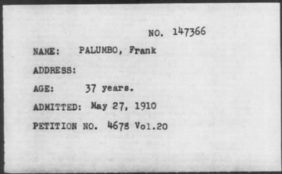 1910 > PALUMBO, Frank