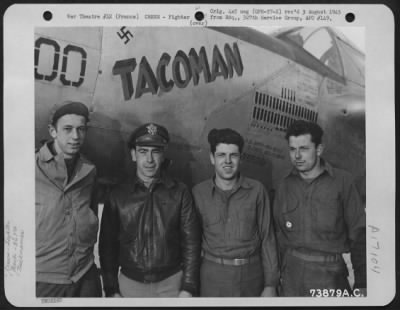 General > The Pilot And Ground Crew Of The 367Th Fighter Group, Beside Their Lockheed P-38 'Tacoman' At An Air Base In France.  10 November 1944.