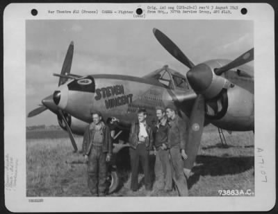 General > Pilot And Ground Crew Of The 367Th Fighter Group, Beside Their Lockheed P-38 'Steven Vincent' At An Air Base In France.  11 October 1944.