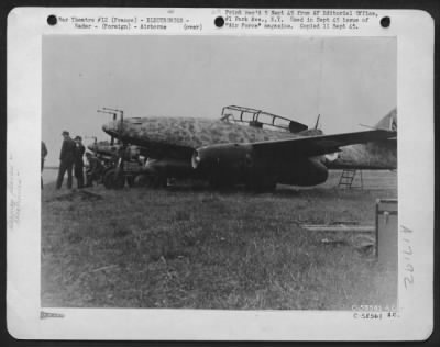 Thumbnail for Radar > Simplicity And Streamlining Were Prime Factors In German Jet Engine Design, As Shown Below In Night Flight Version Of Me 262, France.