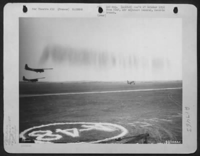 Thumbnail for General > Douglas C-47, Towing Two Cg-4 Gliders, Takes Off On A Practice Mission From A 9Th Troop Carrier Command Base Somewhere In France.  12 March 1945.