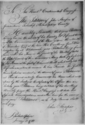 Thumbnail for Petitions Address to Congress, 1775-89 > S - T (Vol 7)