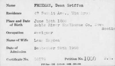 Thumbnail for 1902 > FREEMAN, Dean Griffon