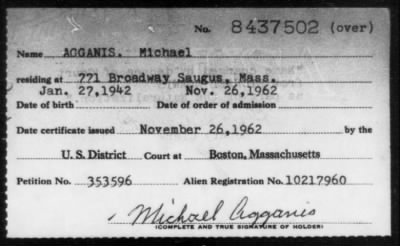 Thumbnail for 1962 > AGGANIS, Michael