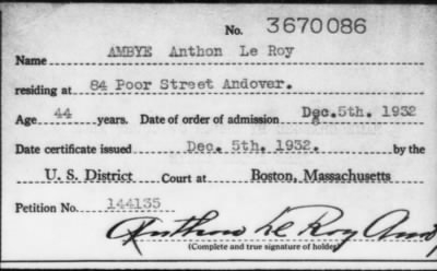 Thumbnail for 1932 > AMBYE Anton Le Roy