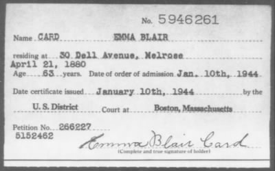 1944 > CARD EMMA BLAIR