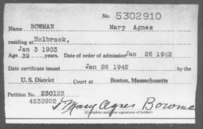 Thumbnail for 1942 > BOWMAN Mary Agnes