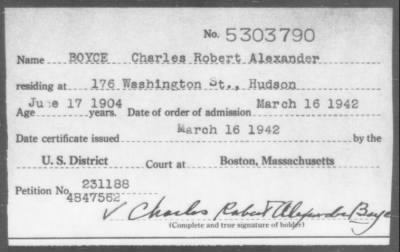 1942 > BOYCE Charles Robert Alexander