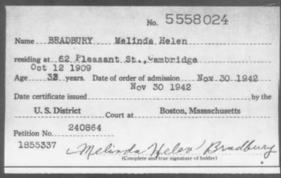 1942 > BRADBURY Melinda Helen