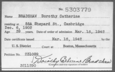 1942 > BRADSHAW Dorothy Catherine