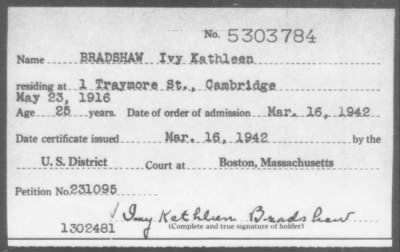 1942 > BRADSHAW Ivy Kathleen