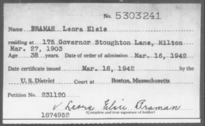 1942 > BRAMAN Leora Elsie