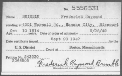 1942 > BRIMBLE Frederick Raymond