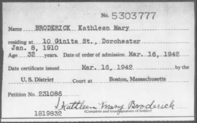 1942 > BRODERICK Kathleen Mary