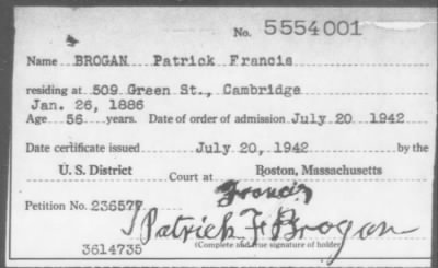 1942 > BROGAN Patrick Francis