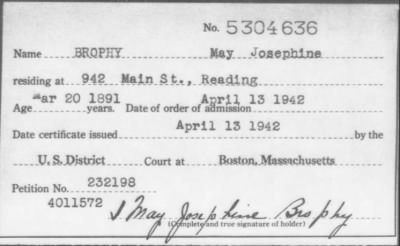 1942 > BROPHY May Josephine