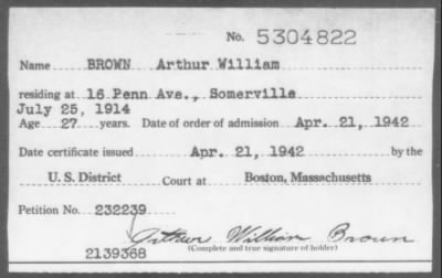 1942 > BROWN Arthur William