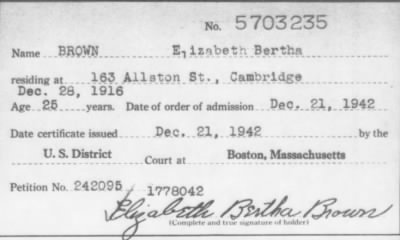 1942 > BROWN Elizabeth Bertha