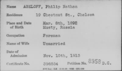 Thumbnail for 1913 > ABELOFF, Philip Nathan