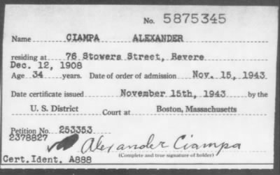 Thumbnail for 1943 > CIAMPA ALEXANDER