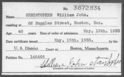 Thumbnail for 1933 > CHRISTOPHER William John.