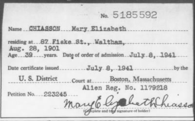 Thumbnail for 1941 > CHIASSON Mary Elizabeth