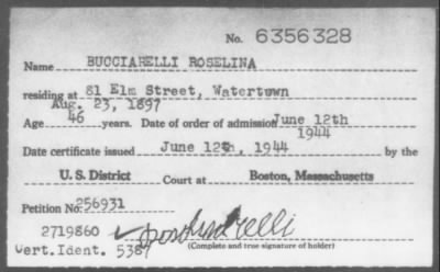 Thumbnail for 1944 > BUCCIARELLI ROSELINA