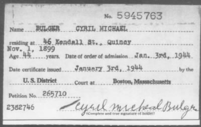 Thumbnail for 1944 > BULGER CYRIL MICHAEL