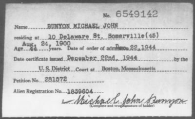 Thumbnail for 1944 > BUNYON MICHAEL JOHN