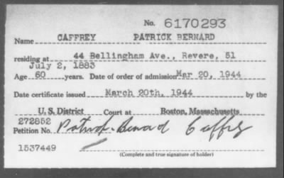 Thumbnail for 1944 > CAFFREY PATRICK BERNARD