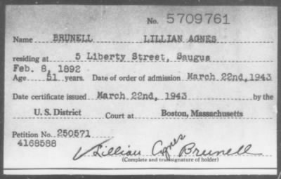 Thumbnail for 1943 > BRUNELL LILLIAN AGNES