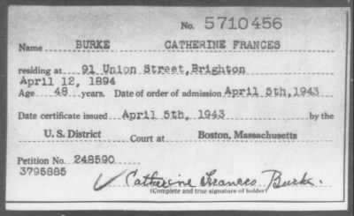 Thumbnail for 1943 > BURKE CATHERINE FRANCES