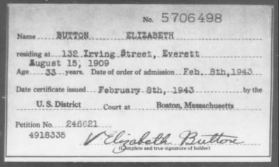 Thumbnail for 1943 > BUTTON ELIZABETH