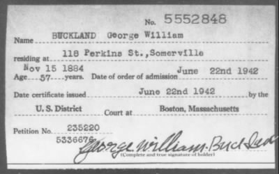 1942 > BUCKLAND George William