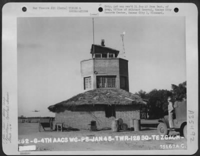 Thumbnail for Consolidated > Control Tower Of 4Th Army Airways Communications System Wing At An Air Base In Tezgaon, India.  January 1945.