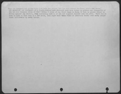 Thumbnail for Consolidated > Here The [Douglas C-47] Aircraft And [Waco Cg-4] Glider Have Just Left The Ground, And The Trip Across The Burma Jungle Has Begun.  All Personnel And Equipment Of A Jungle-Trained Anti-Aircraft Unit Were Landed By Gliders And Transports Of The 1St Air Com