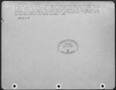 Consolidated > Between Dec. 10, 1944 And Jan. 2, 1945, Horses And Mules Were Flown Over The 'Hump' From Burma To China, Probably For The First Time In History, To Remedy A Critical Shortage Of Animal Transport In China. Four Or Five Animals Tied In Bamboo Stalls Were Ca