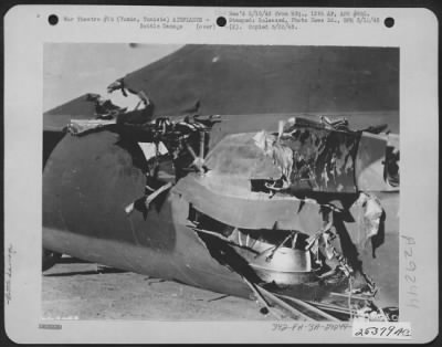 Consolidated > Tunis, Tunisia-This Boeing B-17 "Flying Fortress," piloted by 1st Lt. Kenneth R. Bragg of Savannah, Georgia, was on a bombing mission over Tunis on 1 February 1943 when a ME 109 dove at the ship. The Fortress fired on the attacking plane and
