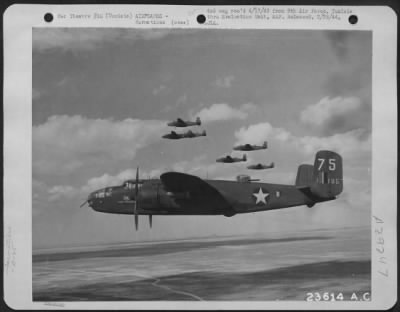 Thumbnail for Consolidated > Tunisia-North American B-25's in flight.