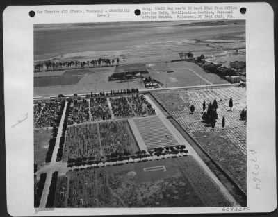 Thumbnail for Consolidated > U.S. Military Cemetery near Tunis, Tunisia. It is located on the coast of the Mediterranean Sea, and is adjacent to the native cemetery of Tunis.