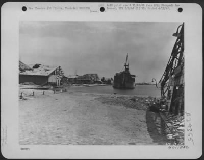 Thumbnail for Consolidated > The port at Tunis battered by the bombers of the Northwest African Air Force. Tunis, Tunisia.