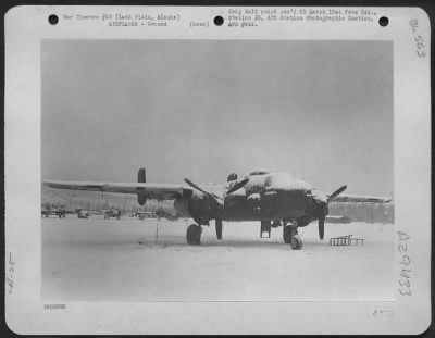 Consolidated > A North American B-25 covered with snow after a snowstorm at Ladd Field, Alaska, 15 February 1944.