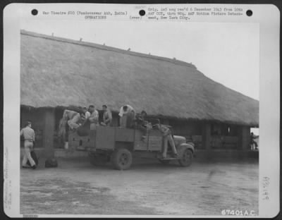 Thumbnail for Consolidated > Combat Crews Of The 7Th Bomb Group, Stationed At Pandaveswar Army Air Base, India, Report For Interrogation At The Operations Building After Return From A Mission. 1943.