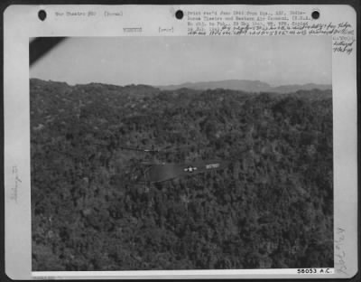 Consolidated > Being Needed For Rescue Work In The Burma-India Theatre A Yr-4 Helpicopter Was Flown From Wright Field, Ohio In A Douglas C-54.  After Leaving Myitkyina, Burma The Helicopter Is Shown On The First Leg Of Its First Rescue Mission.