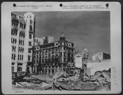 Consolidated > Bomb damage to the Yokohama Bank in Manila, Philippine Islands.