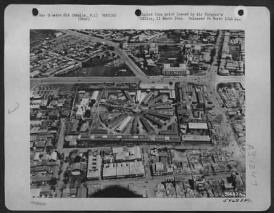 Thumbnail for Consolidated > Bomb damage around the New Bilibid Prison in Manila, Philippine Islands, February 1945.