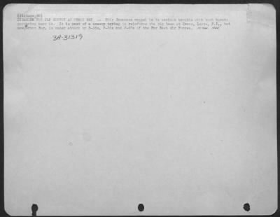 Consolidated > DISASTER FOR JAP CONVOY AT ORMOC BAY--This Japanese vessel is in serious trouble with bomb bursts geysering near it. It is part of a convoy trying to reinforce the big base at Ormoc, Leyte, P.I., but now in Ormoc Bay, is under attack by B-25s, P-38s