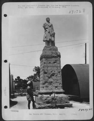 Thumbnail for Consolidated > Bomb damaged statue at Palawan, Philippine Islands. 8 July 1945.