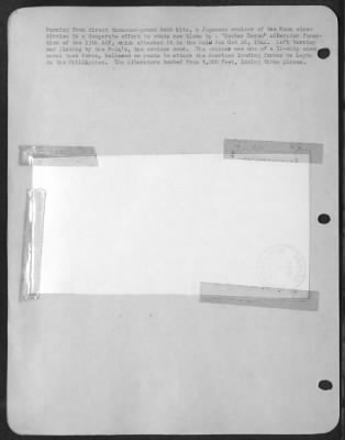 Consolidated > Burning from direct thousand-pound bomb hits, a Japanese cruiser of the Kuma class circles in a desperate effort to evade new blows by a "Bomber Baron" Liberator formation of the 13th AAF, which attacked it in the Sulu Sea Oct 26, 1944. Left burning